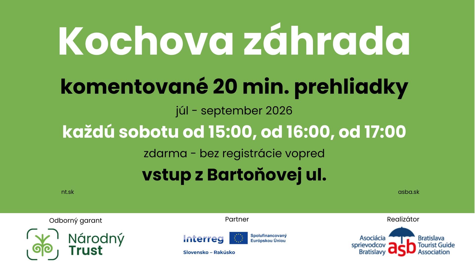 Kochova záhrada – komentované prehliadky